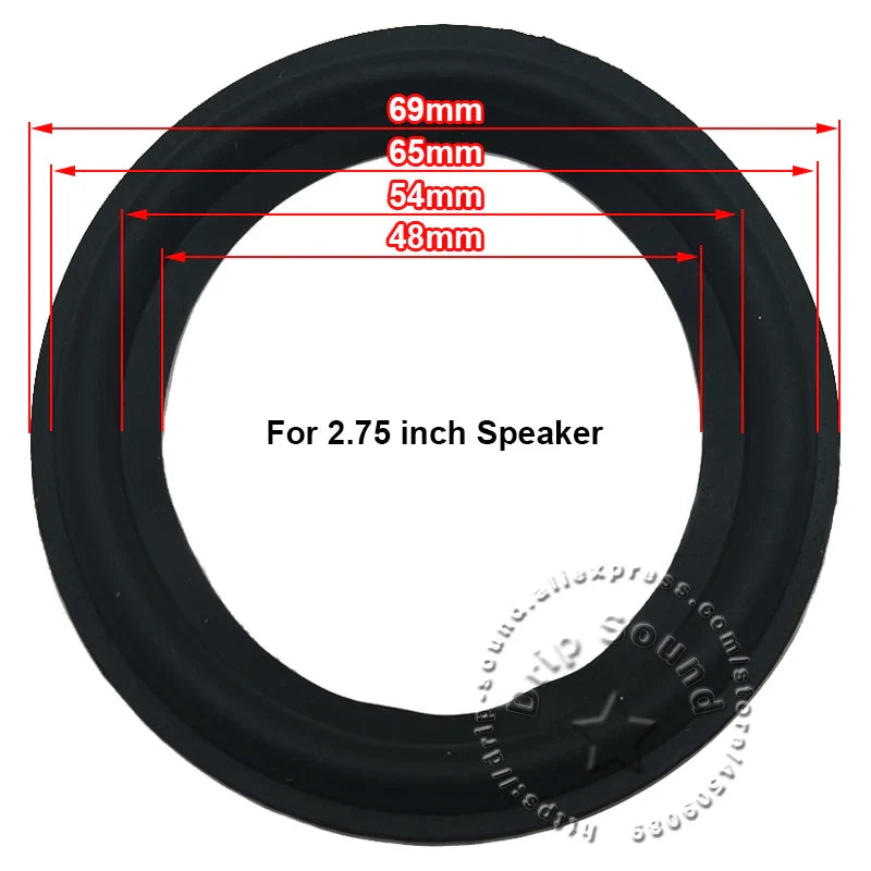 Black rubber edge ring woofer with 69mm outer diameter and 48mm inner hole for woofer repair surround replacement circle