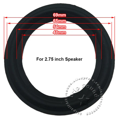 Black rubber edge ring woofer with 69mm outer diameter and 48mm inner hole for woofer repair surround replacement circle