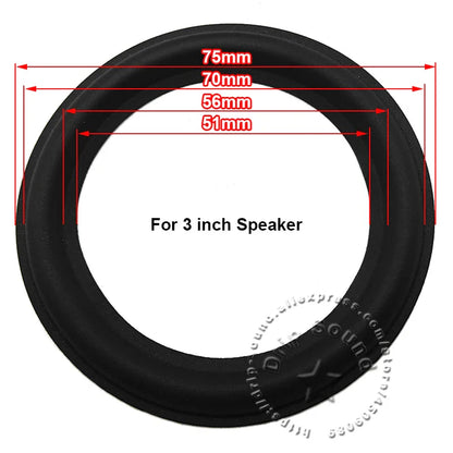 Black rubber edge ring woofer surround circle replacement with precise dimensional markings for 3 inch speaker repair