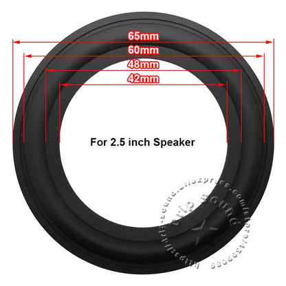 Black rubber edge ring woofer surround circle replacement for 2.5 inch speaker with precise diameter measurements
