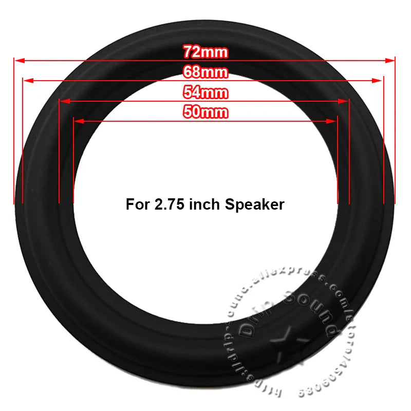 Black rubber edge ring woofer with precise 50mm to 72mm diameters for 2.75 inch woofer repair surround replacement circle