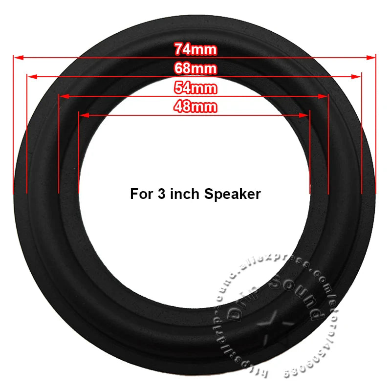 Black rubber edge ring woofer surround circle replacement designed for 3 inch speaker woofer repair surround parts