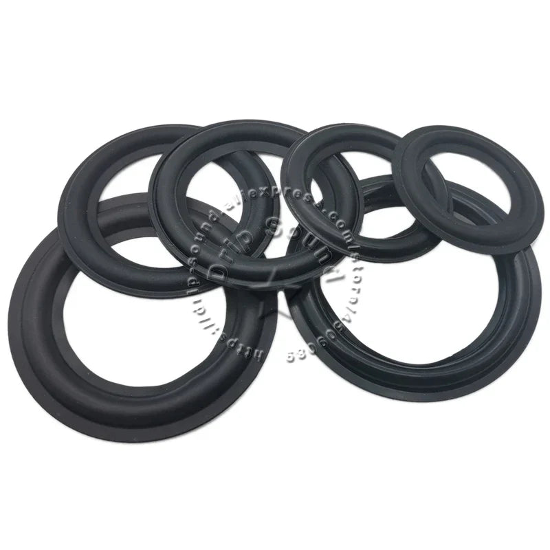 Black rubber woofer repair surround edge ring in multiple sizes for speaker surround circle replacement parts