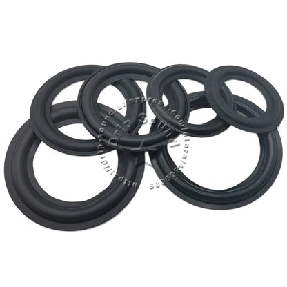 Black rubber woofer repair surround edge ring in multiple sizes for speaker surround circle replacement parts