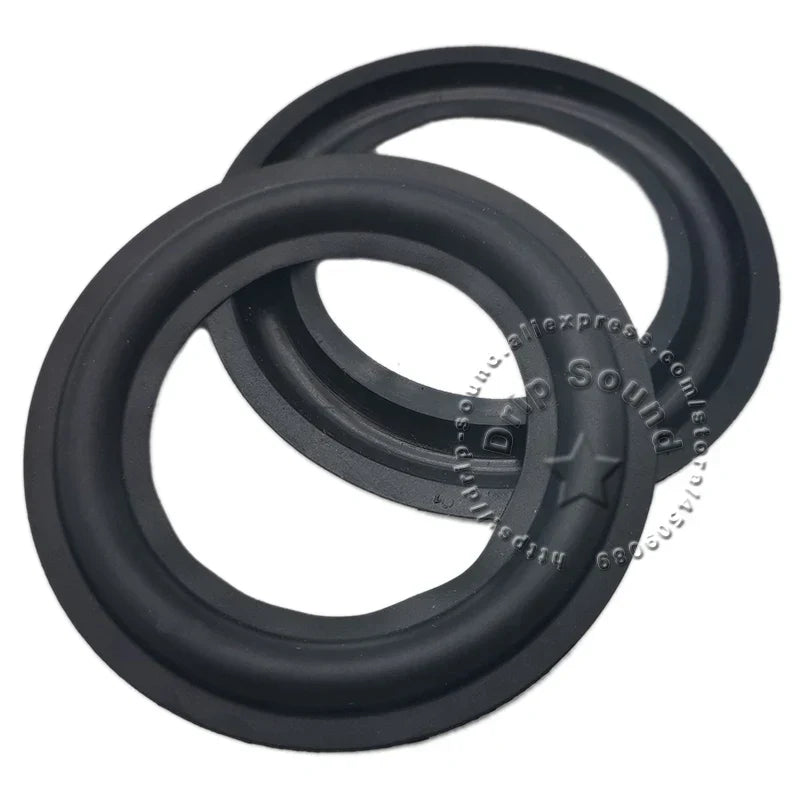 Black rubber edge ring woofer with textured ribbed outer edge and smooth inner surface for woofer repair surround or surround circle replacement