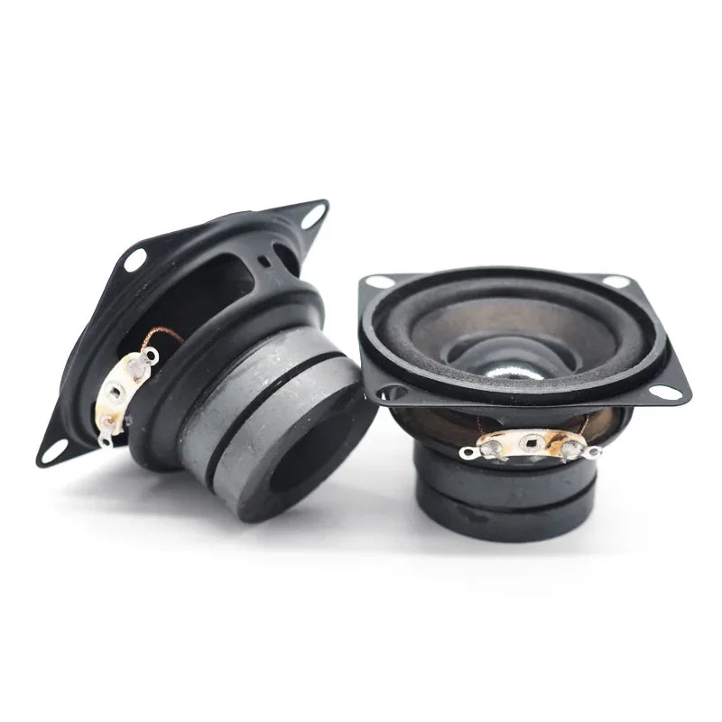 Black plastic and metal dual magnetic 2 inch 4 ohm 10w speaker drivers with square mounting plate for home theater use