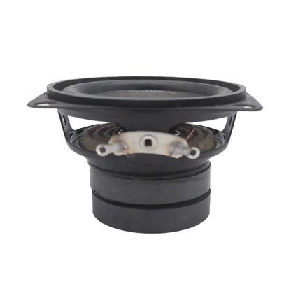 Black plastic 2 inch 4 ohm 10w speaker with circular cone and metal mounting bracket featuring dual magnetic design