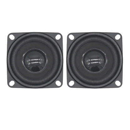 A pair of black matte dual magnetic 2 inch 4 ohm 10w mini speakers with four mounting holes for diy sound systems