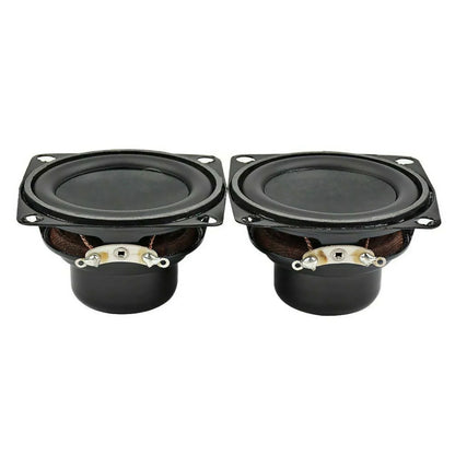 Black square-shaped 2 inch full range speaker with matte finish and metallic brackets for diy bluetooth amplifiers