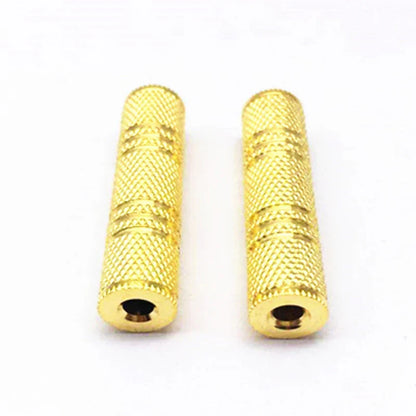 Gold-plated textured 3.5mm female audio stereo coupler socket adapter connectors for seamless audio connection