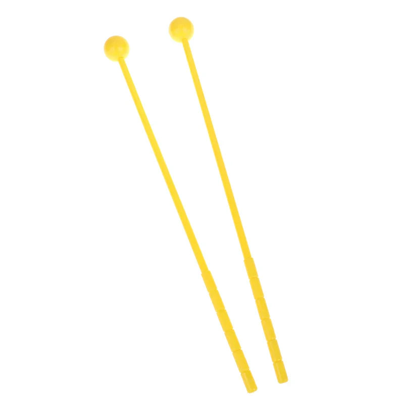 Yellow plastic mallets with rounded heads 2pcs percussion drum sticks for adults and kids musical instrument use