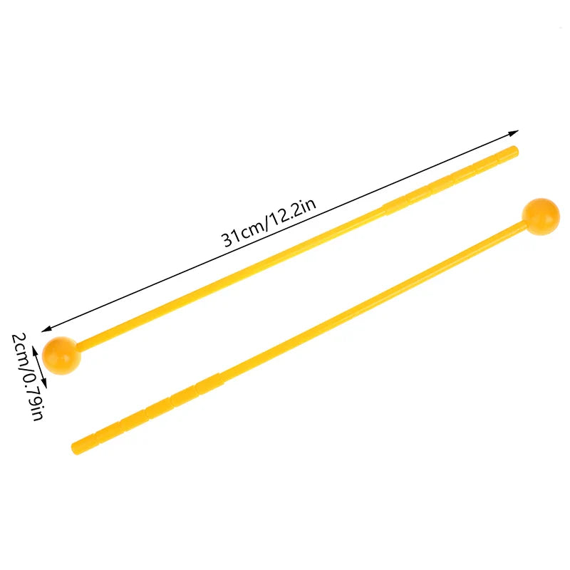 Yellow plastic mallets with rounded spherical heads for percussion drum sticks mallets drumsticks adults and kids