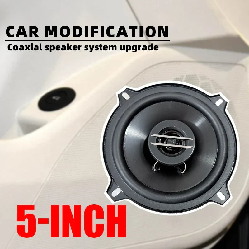 Black 5 inch hifi coaxial speaker with metallic center and rubber surround for subwoofer 280w car audio system