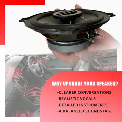 Black 5 inch hifi coaxial speaker with metallic center cone subwoofer 280w car audio full range woofer
