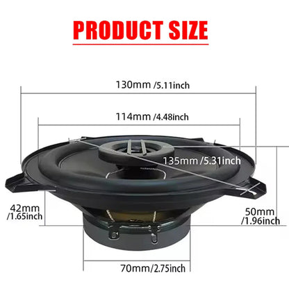 Black 5 inch hifi coaxial speaker subwoofer 280w car audio with matte finish and metallic center cone for automotive use