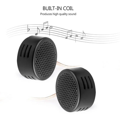 Black cylindrical 2pcs 500w tweeter speakers with perforated grille and coil technology for auto audio music subwoofer electronic modification