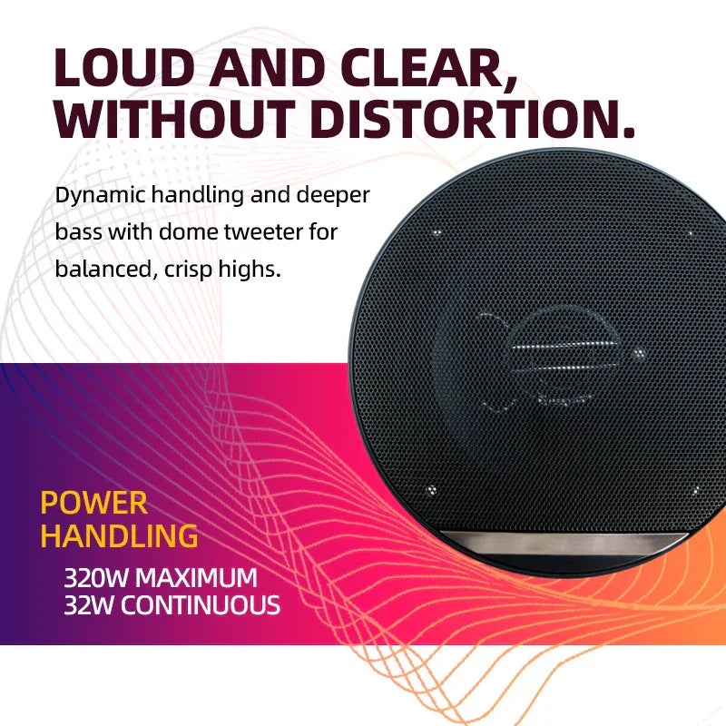 Black 6 inch universal car coaxial speaker with mesh grille and dome tweeter for truck door speakers surround sound system