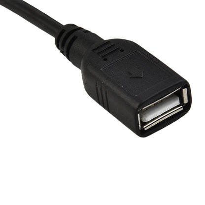 Black usb-a female connector with matte plastic housing and metallic contacts for car usb cable extension use