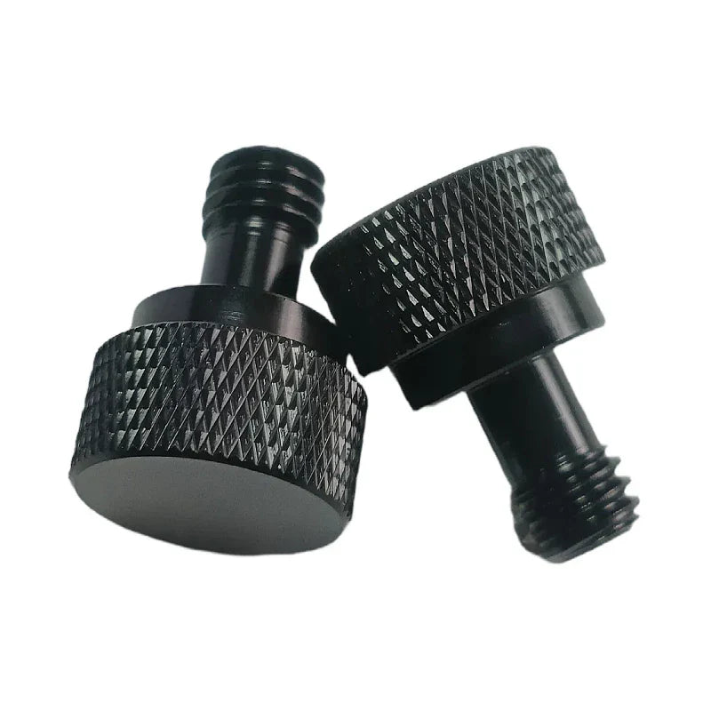 Black textured metal adjustment knobs with threaded shafts for drum microphone clamp and microphone clamp shockproof use