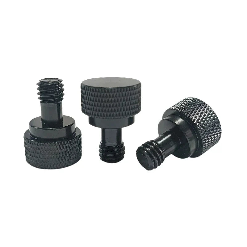 Black textured metal adjustment knobs with threaded shafts for microphone clamp shockproof drum microphone clamp adapter screws