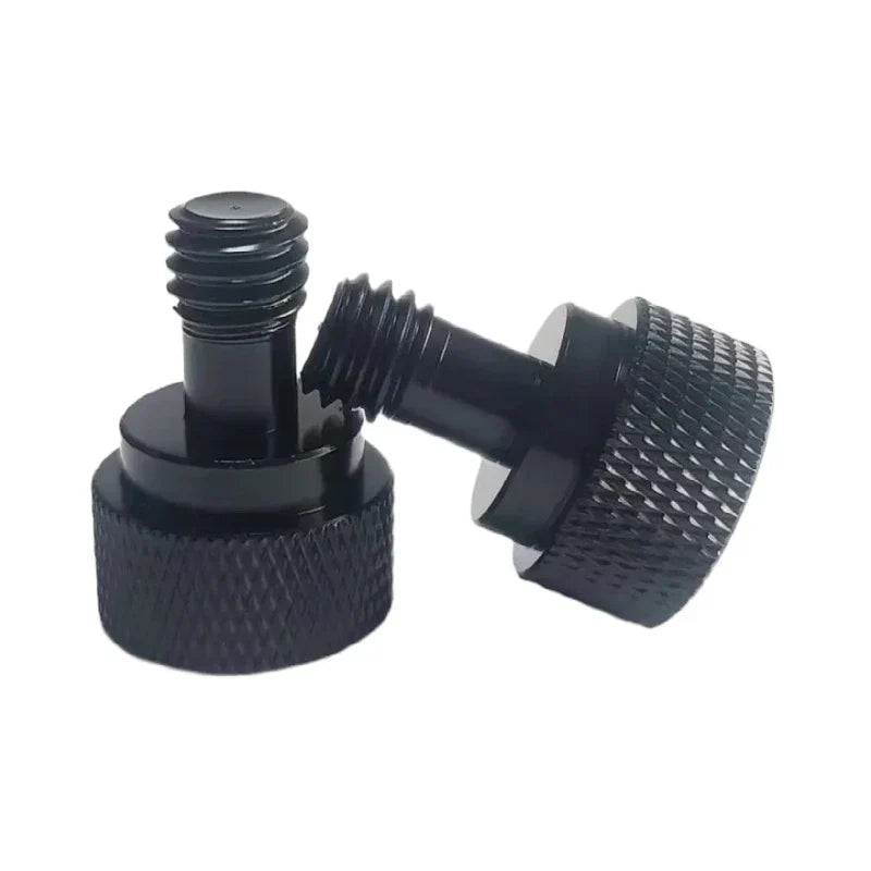 2pcs black textured metal adjustment knobs with threaded shafts for drum microphone clamp and microphone clamp shockproof use