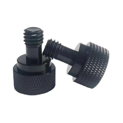 2pcs black textured metal adjustment knobs with threaded shafts for drum microphone clamp and microphone clamp shockproof use