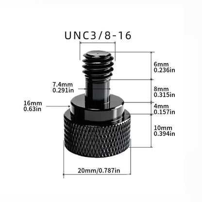 Black textured metal knob with unc3/8-16 threaded shaft for drum microphone clamp and microphone clamp shockproof use