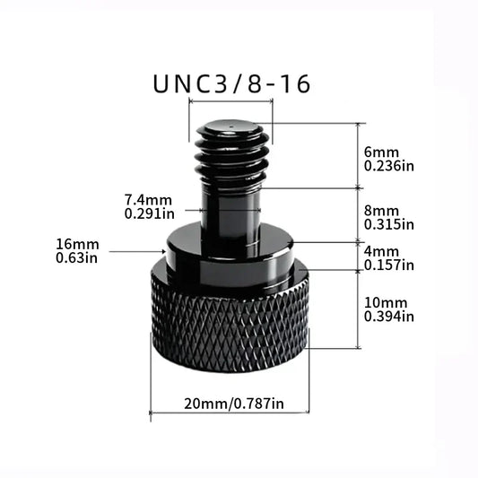 Black textured metal knob with unc3/8-16 threaded shaft for drum microphone clamp and microphone clamp shockproof use