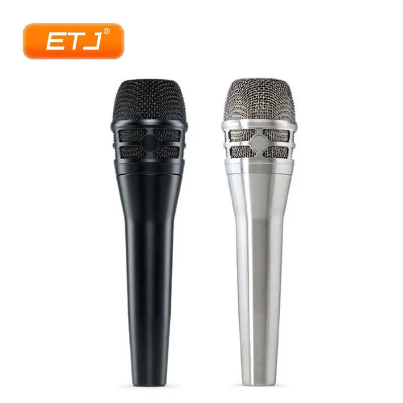 2pcs ksm8 professional karaoke microphone dynamic black and silver handheld with mesh grille for clear sound stage