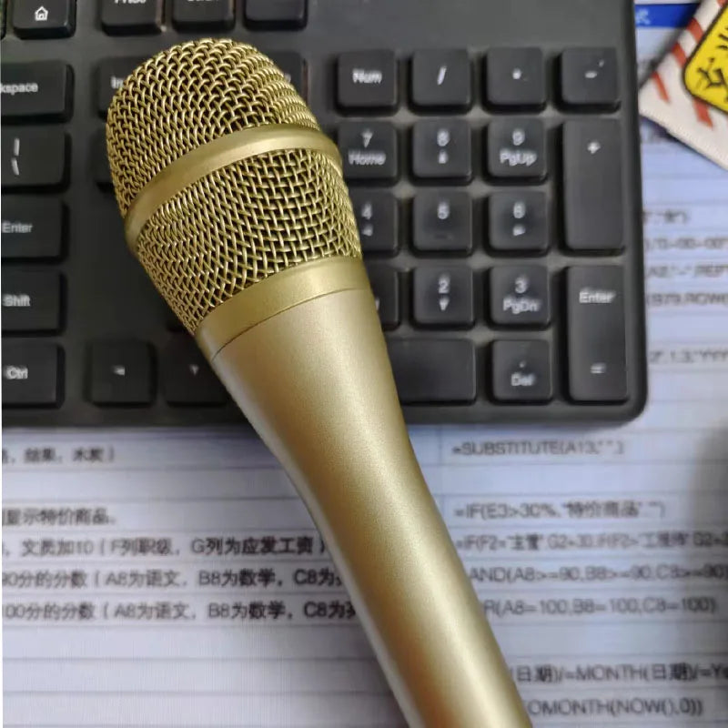 Gold-colored ksm9 professional karaoke dynamic vocal classic wired handheld microphone with mesh grille for clear sound stage