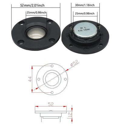 Black 25mm tweeter speaker super with silver voice coil and mounting flange featuring speaker silk membrane for mini loudspeaker diy