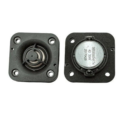 Black 48mm square audio speaker with textured surface 4 ohm 20w tweeter and silk membrane hifi music component