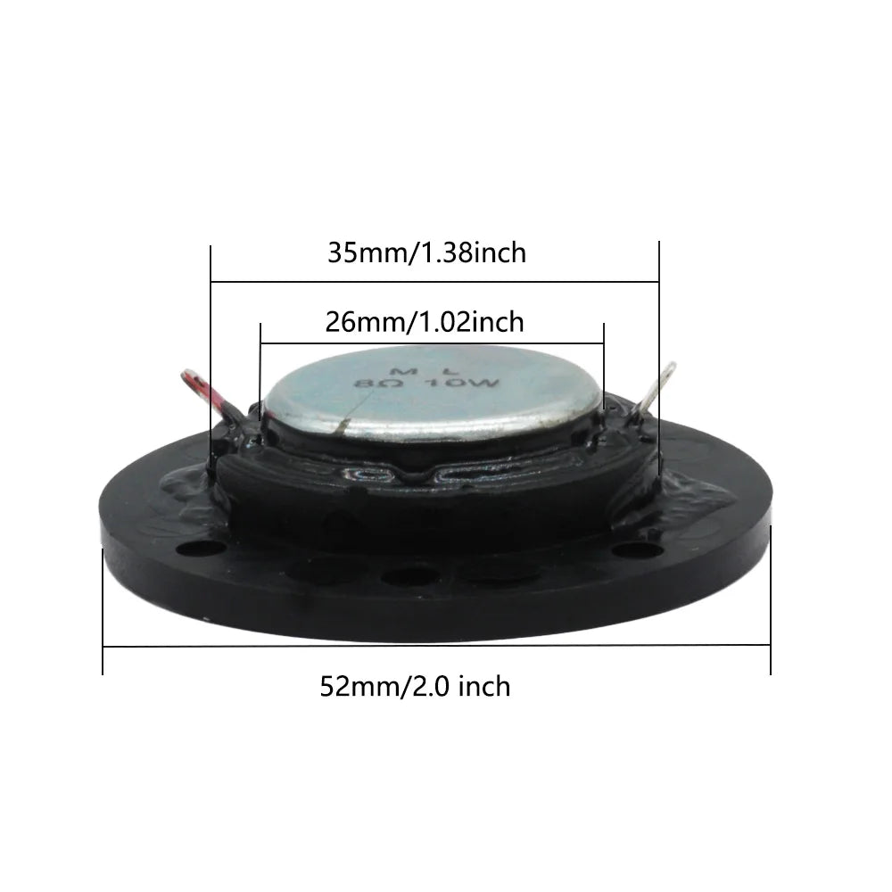 Black 35mm tweeter speaker with silver top plate and red leads for diy bluetooth hifi loudspeaker projects
