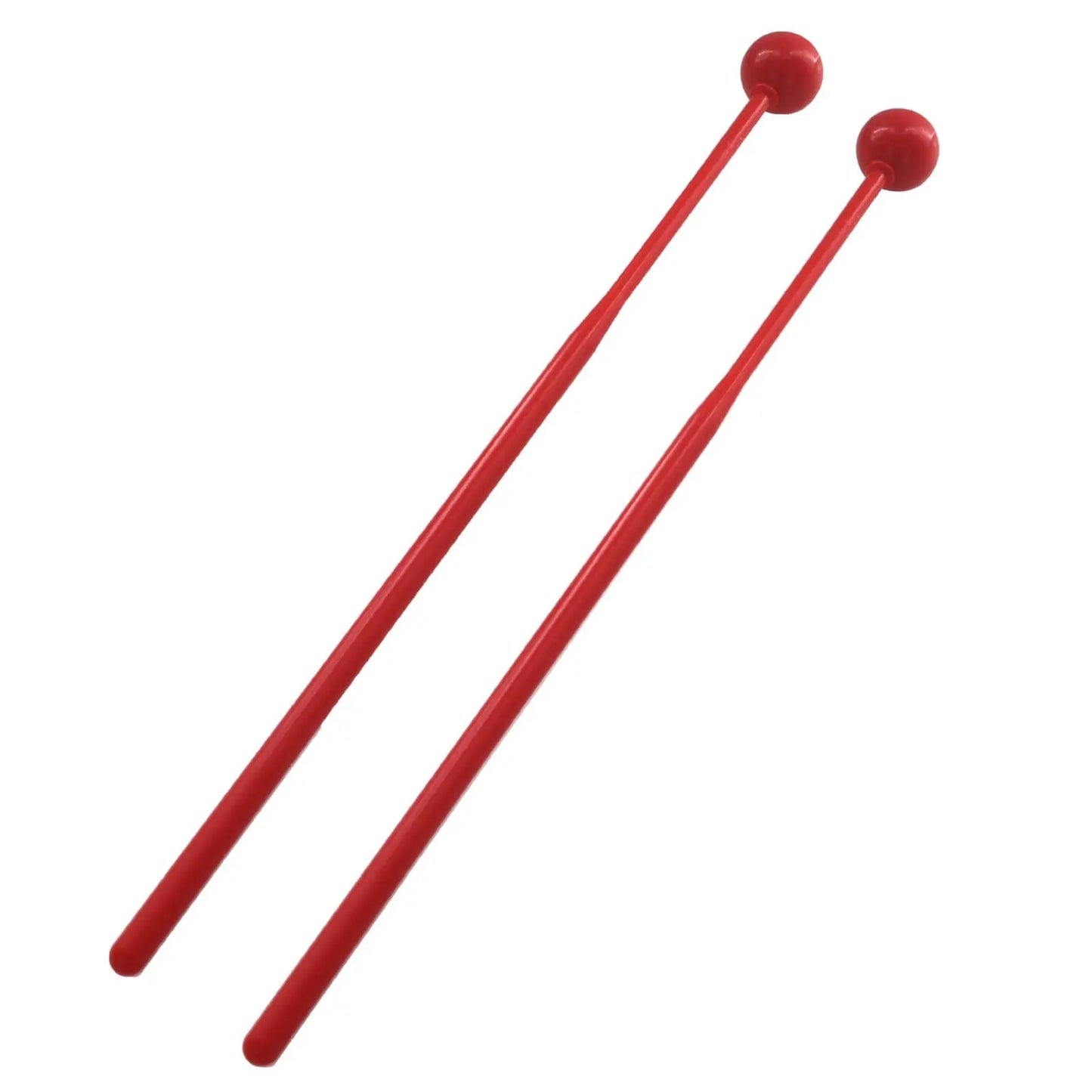 Red plastic percussion mallets xylophone with rounded spherical heads ideal as musical toys drumstick accessories