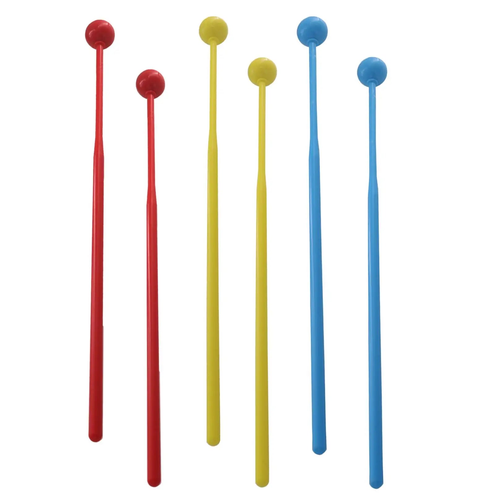 Set of colorful plastic percussion mallets xylophone sticks in red yellow and blue for childrens musical toys drumstick use