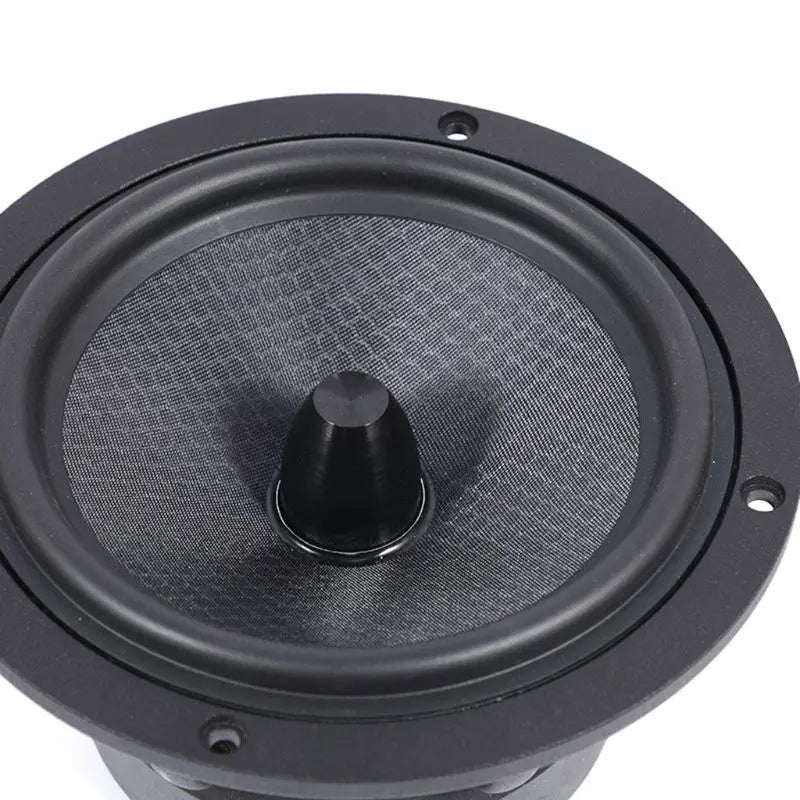 Black circular speaker with textured gray cone and central black dome for ring edge speaker surround repair parts