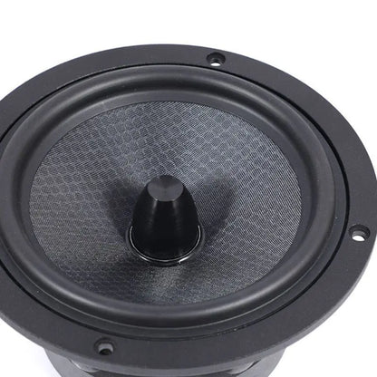 Black circular speaker with textured gray cone and central black dome for ring edge speaker surround repair parts