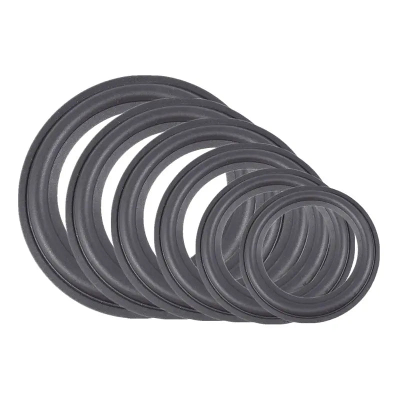Set of black rubber ring edge speaker repair parts in various sizes for speaker surround repair and loudspeaker maintenance