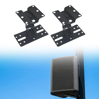 Black metal speaker wall mounted brackets for universal surround sound outdoor pole installation in study room