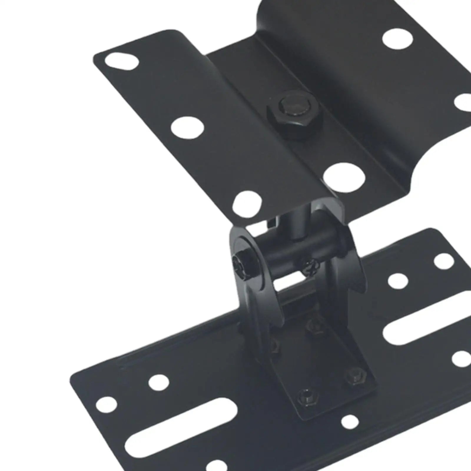 Black metal speaker wall mounted tv mount with adjustable arms and multiple mounting holes for universal surround sound