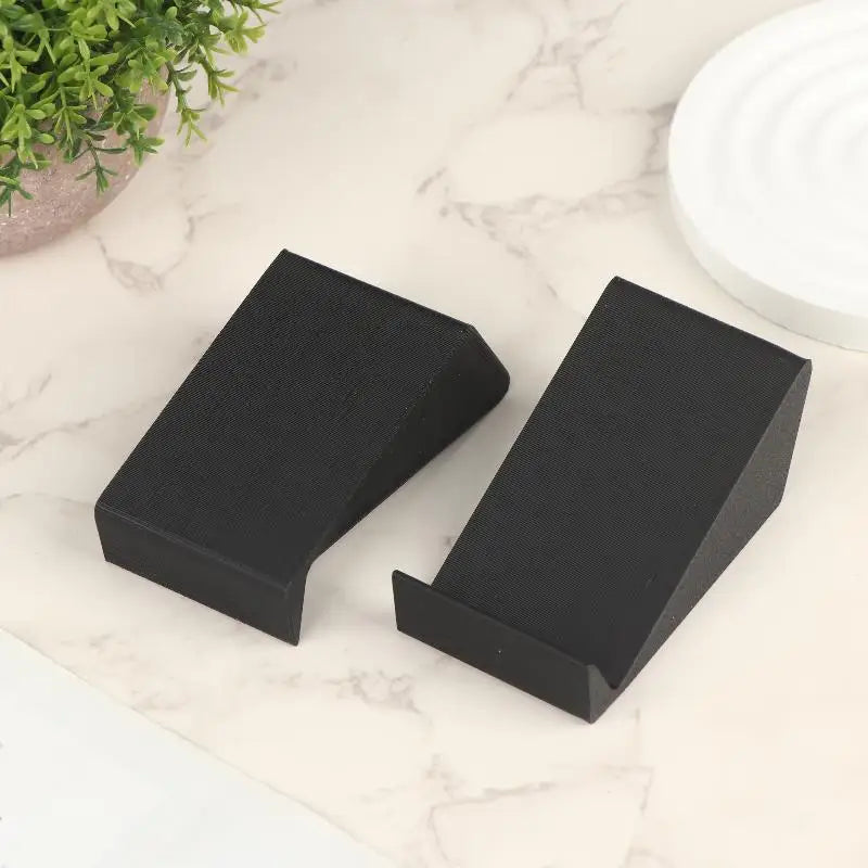 Black textured 2pcs universal soundbar speaker bracket feet designed as adjustable desktop monitor speaker stand base