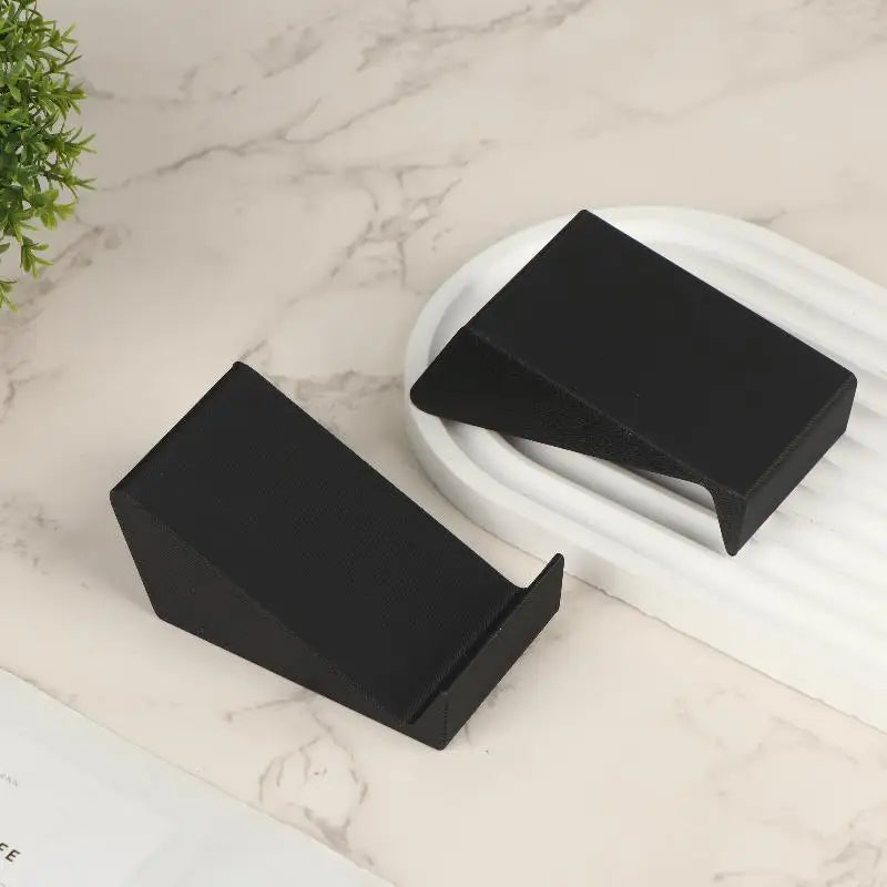 Black rectangular soap dish with sleek minimalist design and smooth matte finish for 2pcs universal soundbar stand base