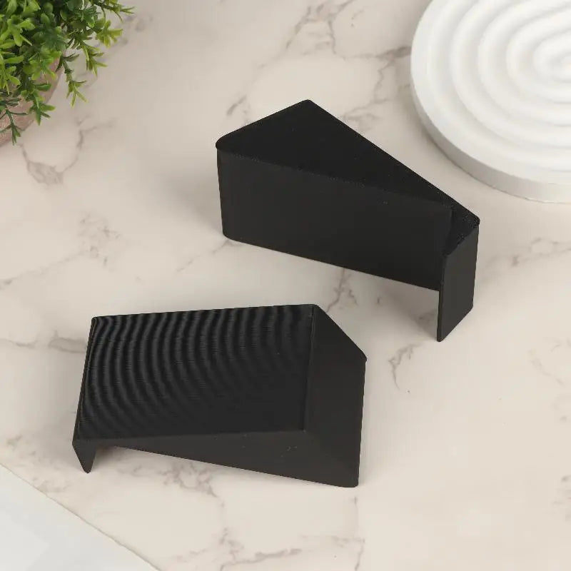 Black triangular corner protectors with ribbed texture for 2pcs universal soundbar desktop monitor speaker bracket feet