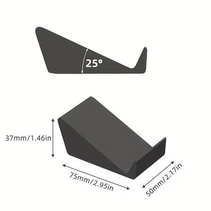 Black triangular 2pcs universal soundbar stand base with 25-degree angle and speaker bracket feet for desktop monitor speaker support