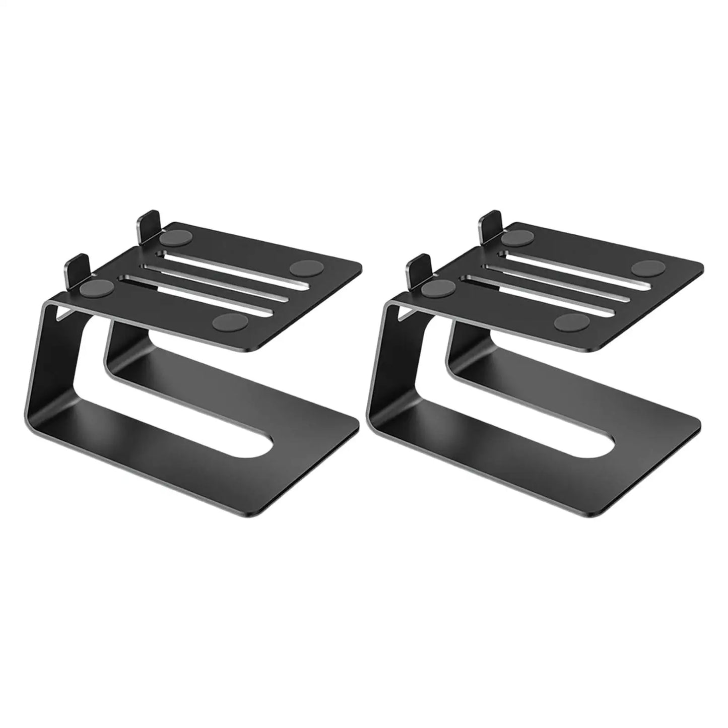 Black metal desktop speaker stands with sturdy vibration damping and 18x13cm c shaped design for audio brackets