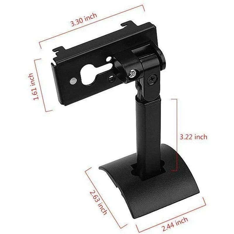 Black metal adjustable surround speaker wall mount hanging stand with keyhole cutout bracket stand swivel for ub-20 series ii