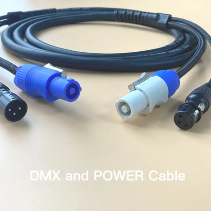 Black coiled dmx and power cable with blue white and black connectors 3x2.5mm² powercon power wire for wire stage lighting