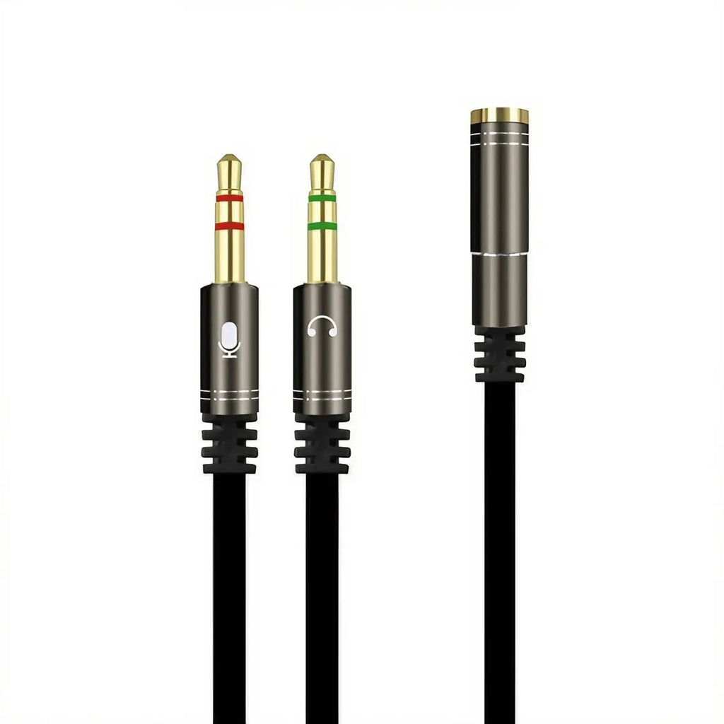 3.5mm Audio Splitter Cable for Computer Laptop Jack 3.5 mm 1 Male To 2 Female Microphone Headphone Y Splitter AUX Cable - Type Beat Music