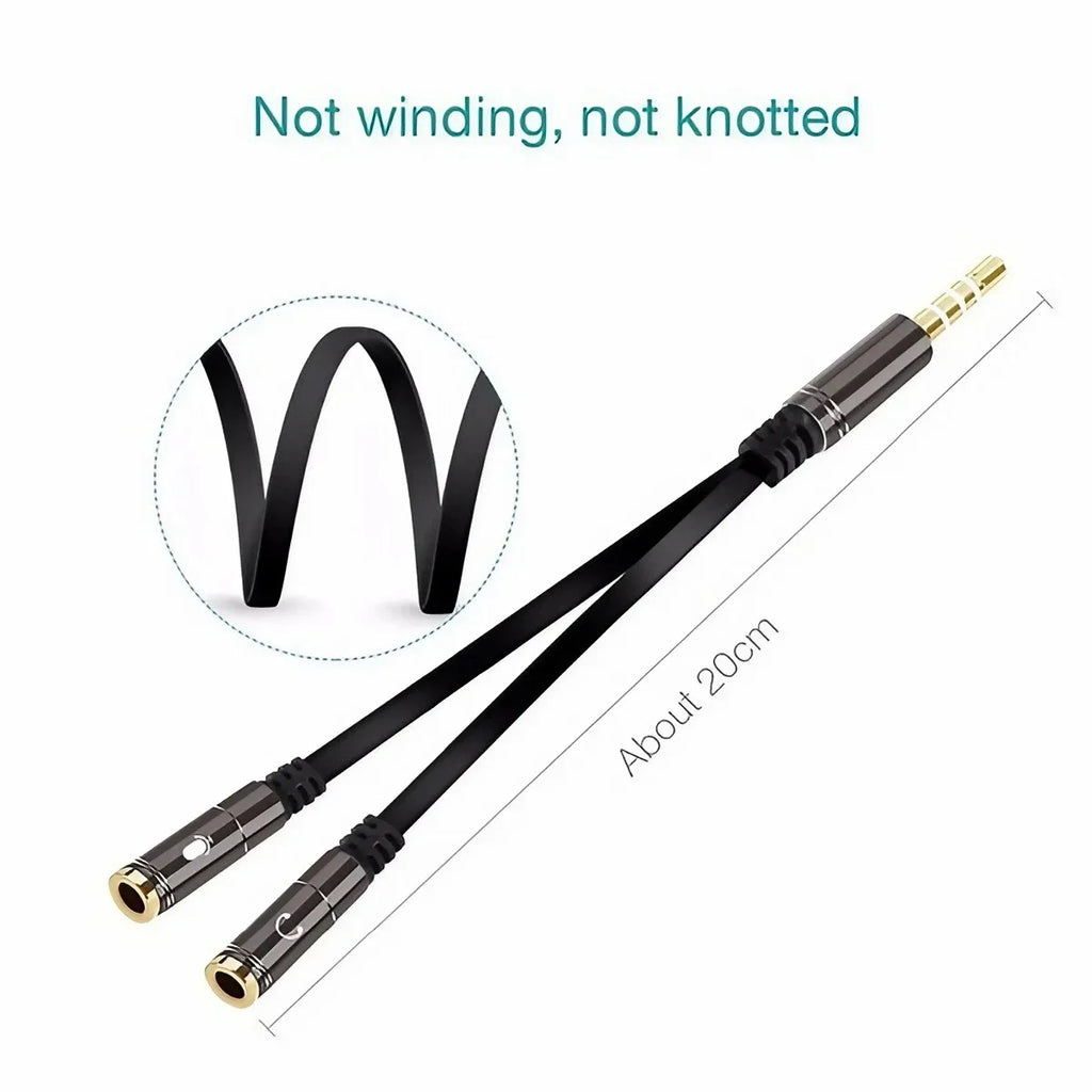 3.5mm Audio Splitter Cable for Computer Laptop Jack 3.5 mm 1 Male To 2 Female Microphone Headphone Y Splitter AUX Cable - Type Beat Music