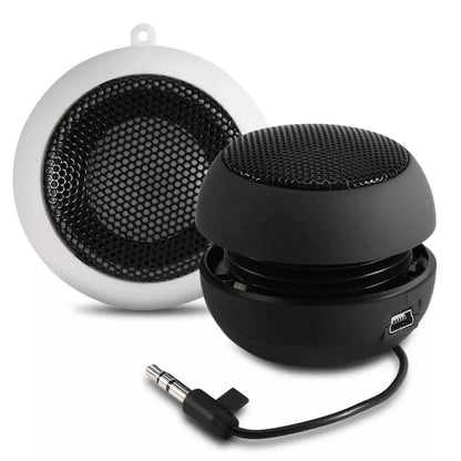 Black and white spherical portable speaker travel box outdoor sports with mesh grilles usb ports and hifi 3d surround sound